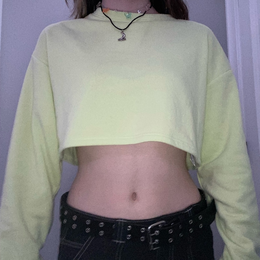 pastel green cropped crewneck